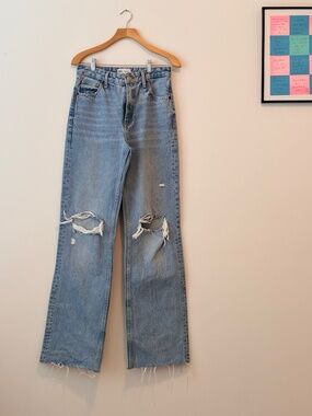 Zara high waisted longer length (34" inseam) ripped jeans - Size 4